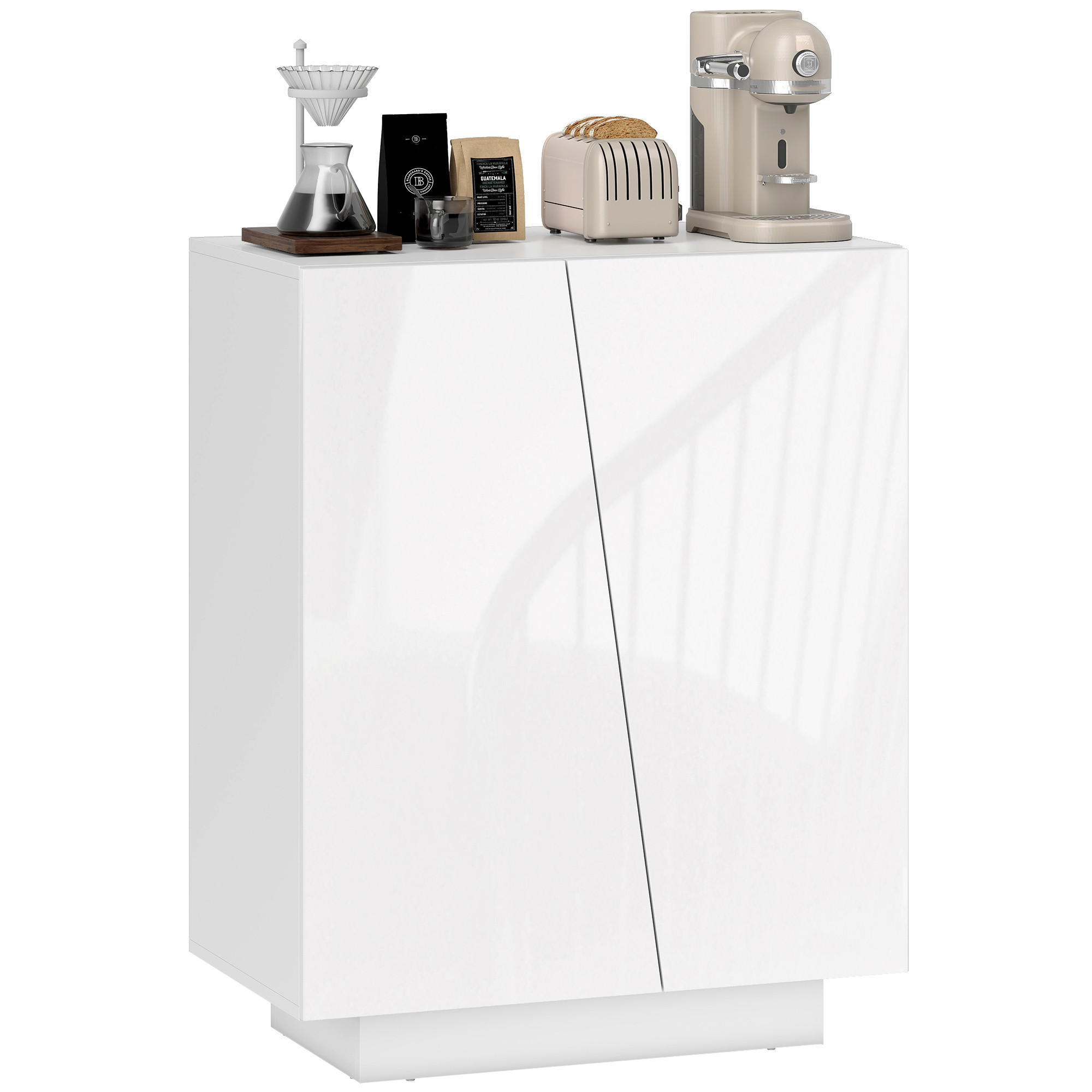 SIDEBOARD DE-11192 2 Türen mit verstellbarem Boden Weiß Hochglanz - Weiß, Holzwerkstoff (70/88/40cm) - ComfortXL