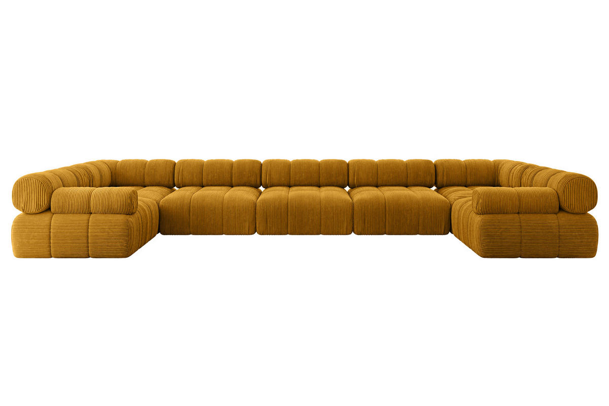 WOHNLANDSCHAFT modulares Sofa Birno-U3 - 475x190x70 cm Senfgelb Cord - Currygelb, Holzwerkstoff/Textil (475/70/190cm) - ALTDECOR