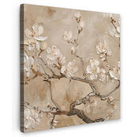 LEINWANDBILD - Blumen - Modern - Beige - Weiß - Blüte - 20x20 - Wandbilder - Beige, Textil (20/20cm) - MuchoWow