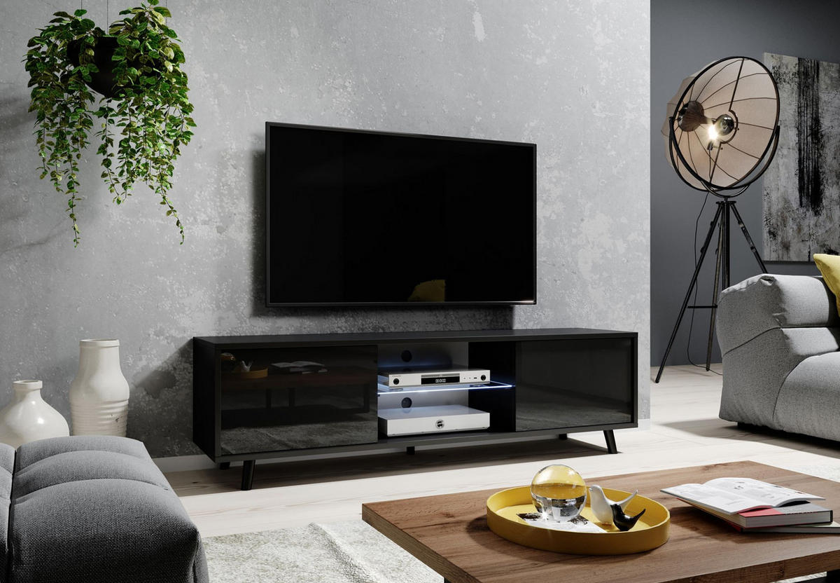 TV-ELEMENT Lefyr Schwarz 140 cm - Schwarz, Holzwerkstoff/Metall (140/40.5/31.3cm) - Selsey