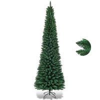 WEIHNACHTSBAUM Bleistiftform mit Metallständer 270 cm grün - Grün, Metall (270cm) - COSTWAY