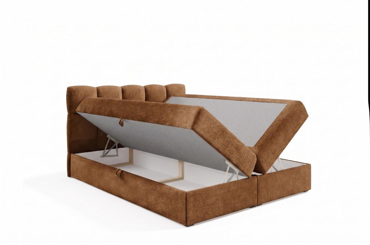 BOXSPRINGBETT mit zwei Stauräume 200x200 cm in Braun - Braun, Textil (200/200cm) - Home Collective