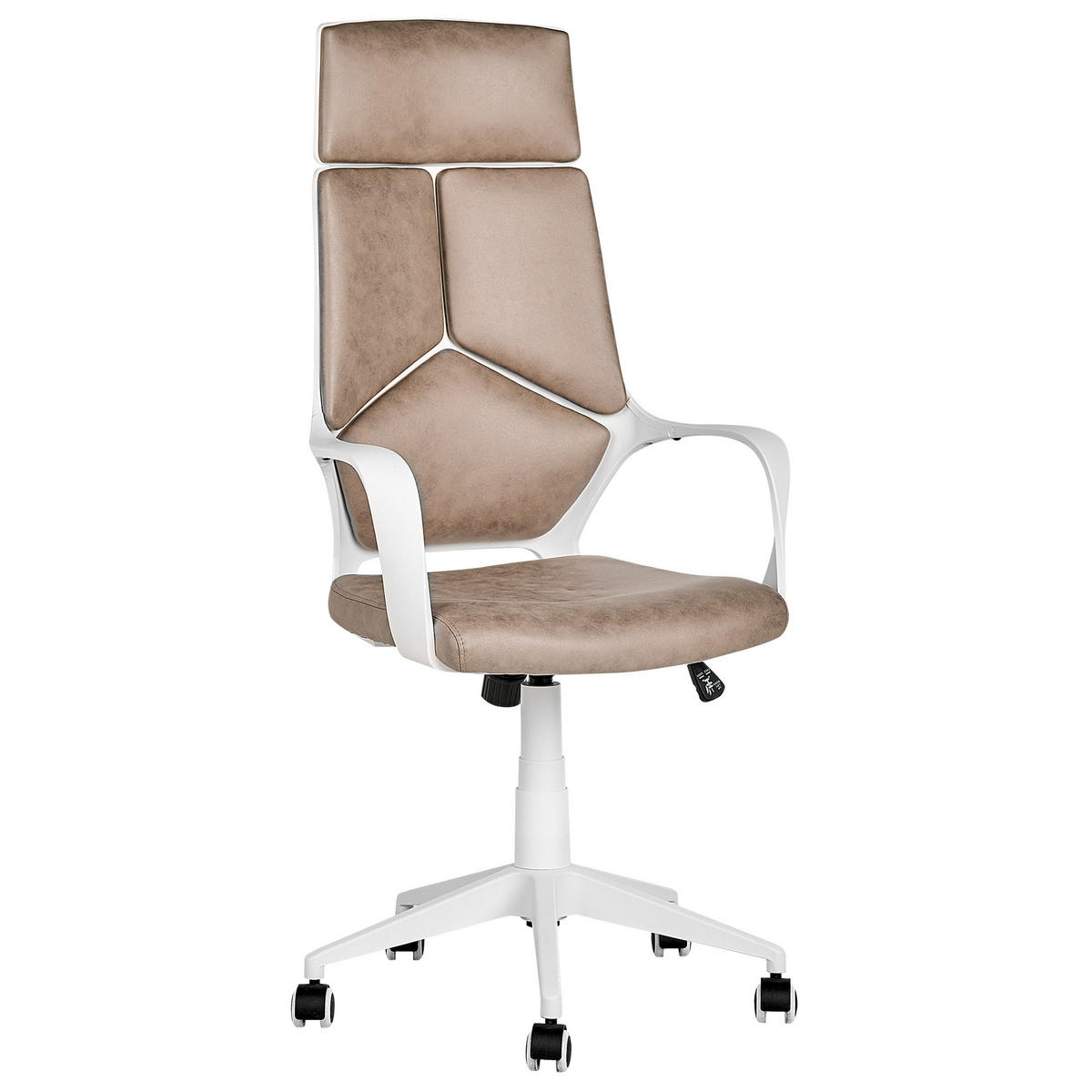 BÜROSTUHL Taupe/Weiß Delight - Beige, Kunststoff/Textil (64/116/64cm) - Beliani