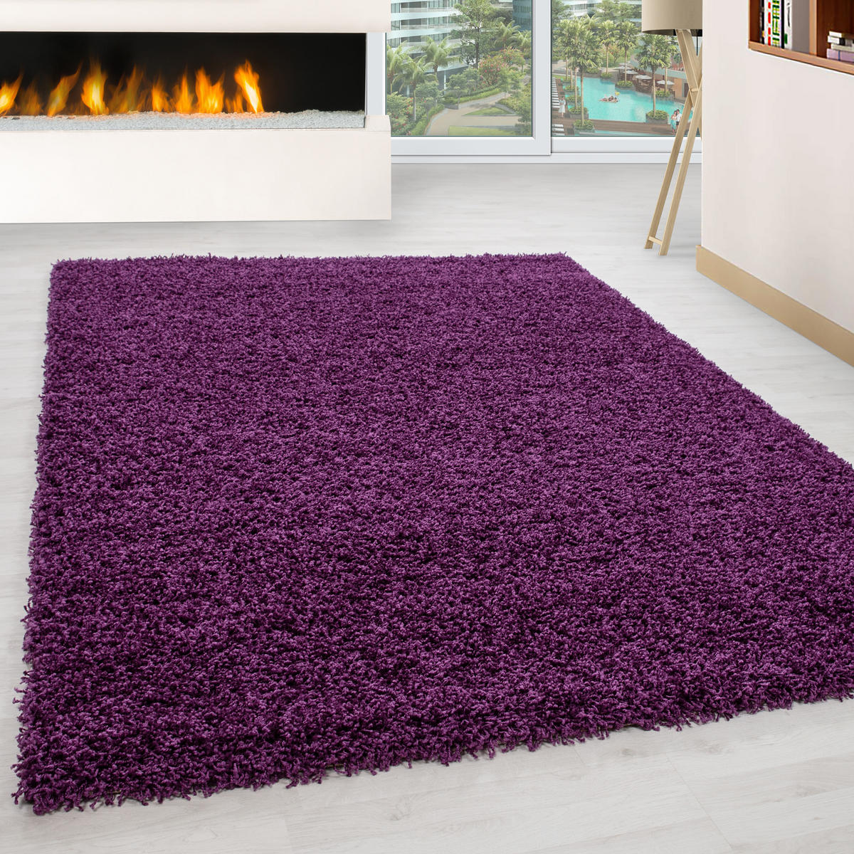 TEPPICH Hochflor Unifarben Polypropylen Wohnzimmer Shaggy Violett Läufer 80x150 - Lila, Textil (80/150cm) - KADIMA DESIGN