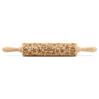 TEIGROLLE Frohe Weihnachten, groß, 43 cm, Buchenholz - Braun, Holz (43cm) - Folkroll