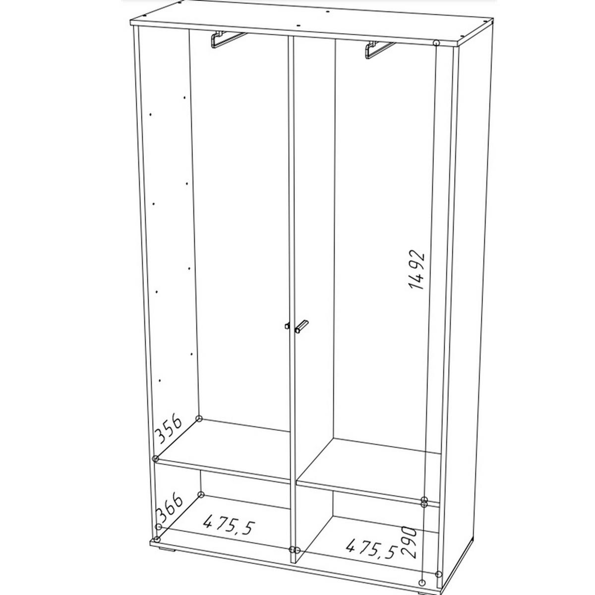 KLEIDERSCHRANK Weiß 100/185/40 - Weiß, Holzwerkstoff (100/185/40cm) - RAUMHIRSCH FURNITURE