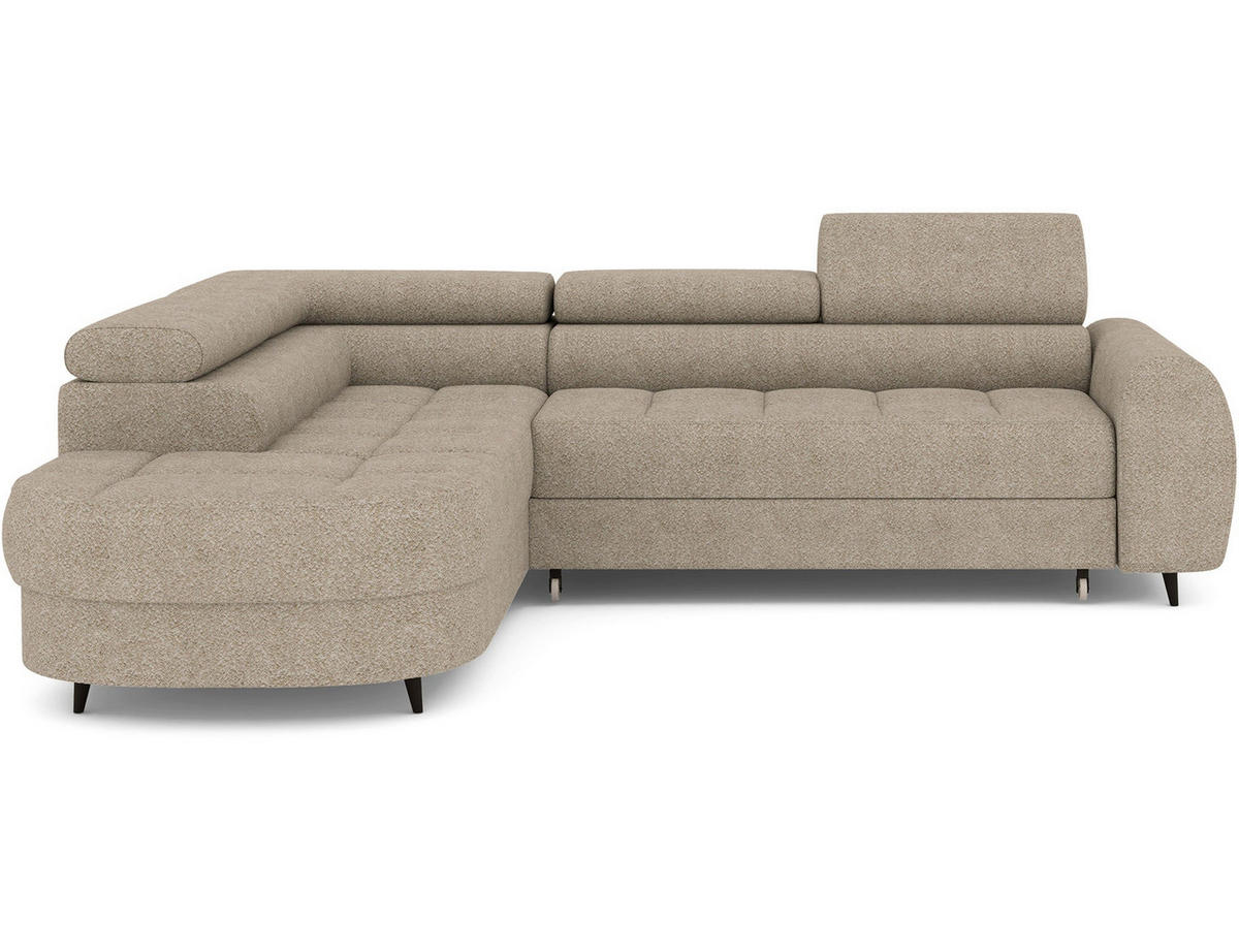 ECKSOFA Vesteria mit Schlaffunktion und Bettkasten – Modernes Design, verstellbare Kopfstützen und hoher Sitzkomfort - Beige, Kunststoff (279/72cm) - Wohnideebilder