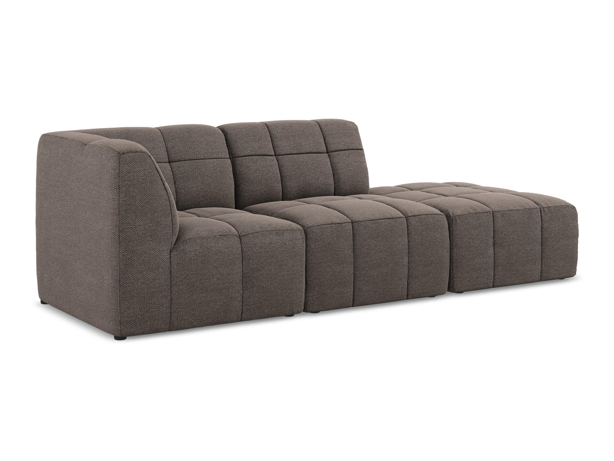 ECKSOFA Rechts Bouclé Stoff Braun - Schwarz/Mokka, Holzwerkstoff/Kunststoff (240/90cm) - Makamii