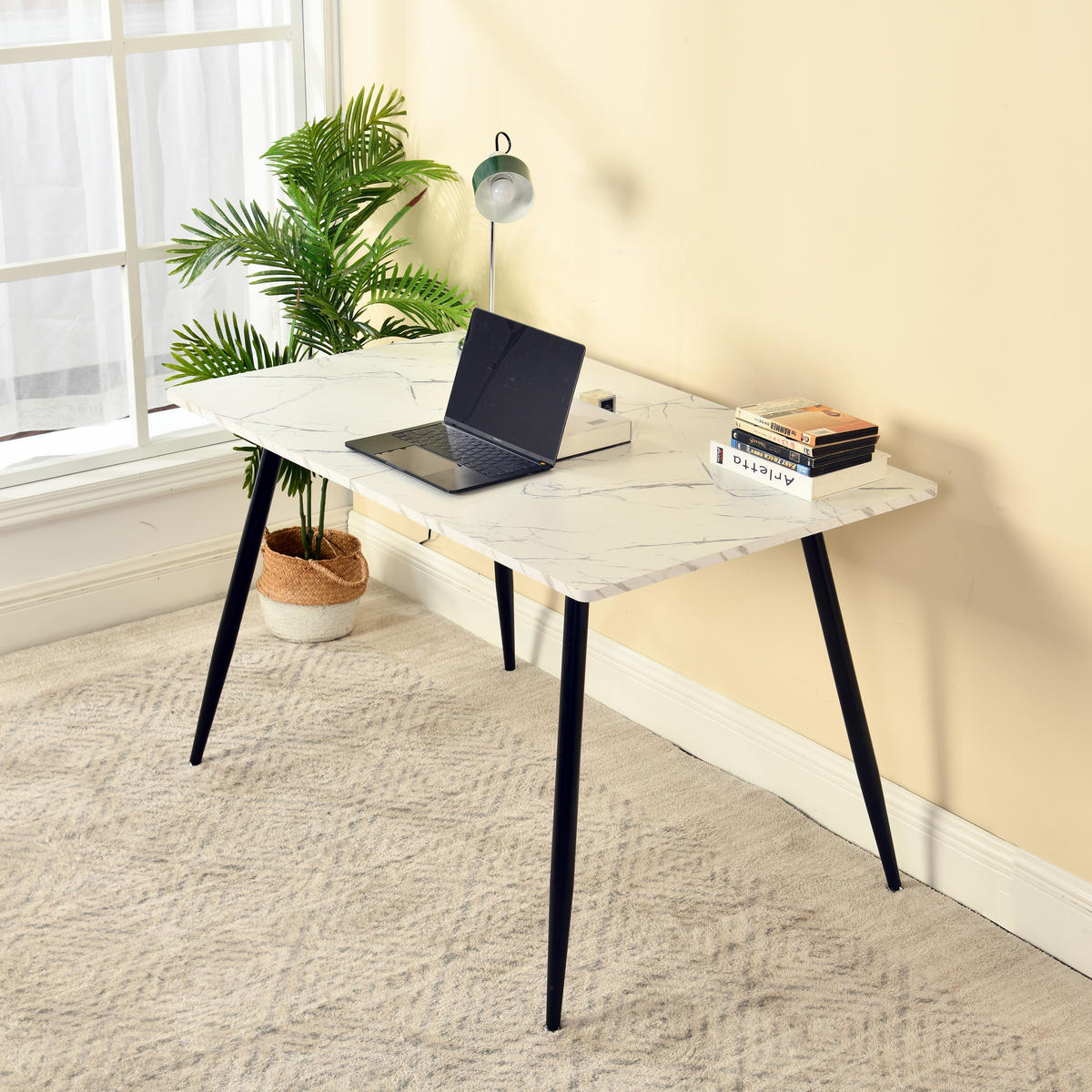 ESSTISCH 120/80/75 cm Rechteckige weiße - Schwarz/Weiß, Holz/Metall (80/120/75cm) - Urban Meuble