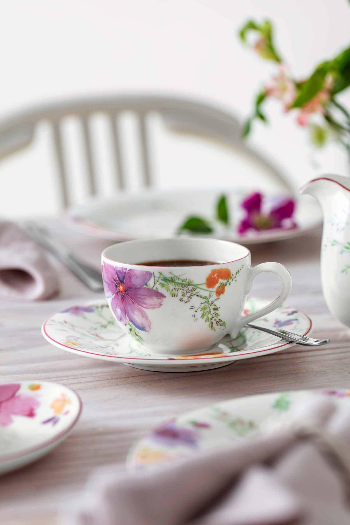 KAFFEETASSE MIT UNTERTASSE Mariefleur Basic bunt 250 ml - Multicolor, Keramik (1/1/1cm) - Villeroy & Boch