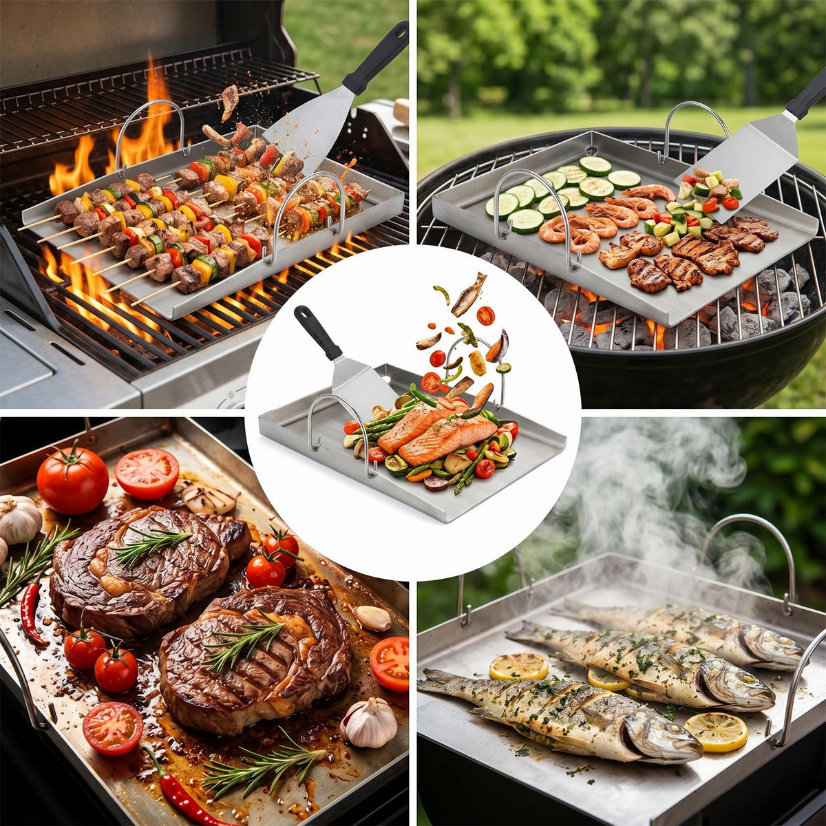 GRILLPLATTE Serolia 40/30.5/3.7 cm - Silberfarben, Metall (40/30.5/3.7cm) - ZMH