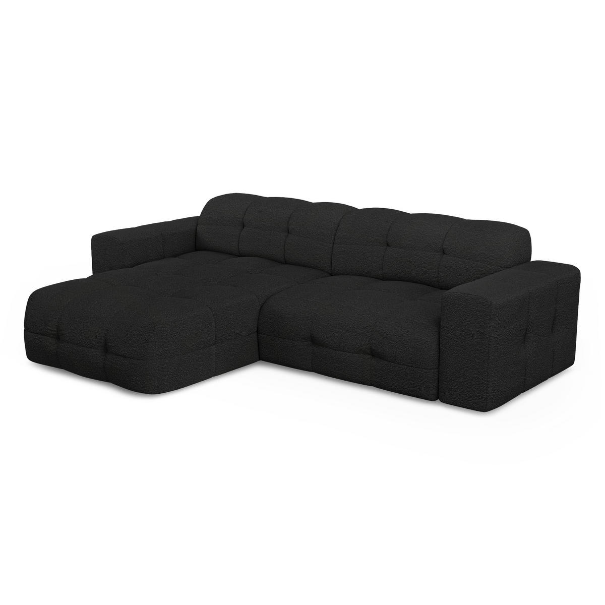 ECKSOFA LINKS Bouclé-Stoff Dunkles Anthrazit 230cm - Anthrazit, Textil (155/230cm) - Sia Home