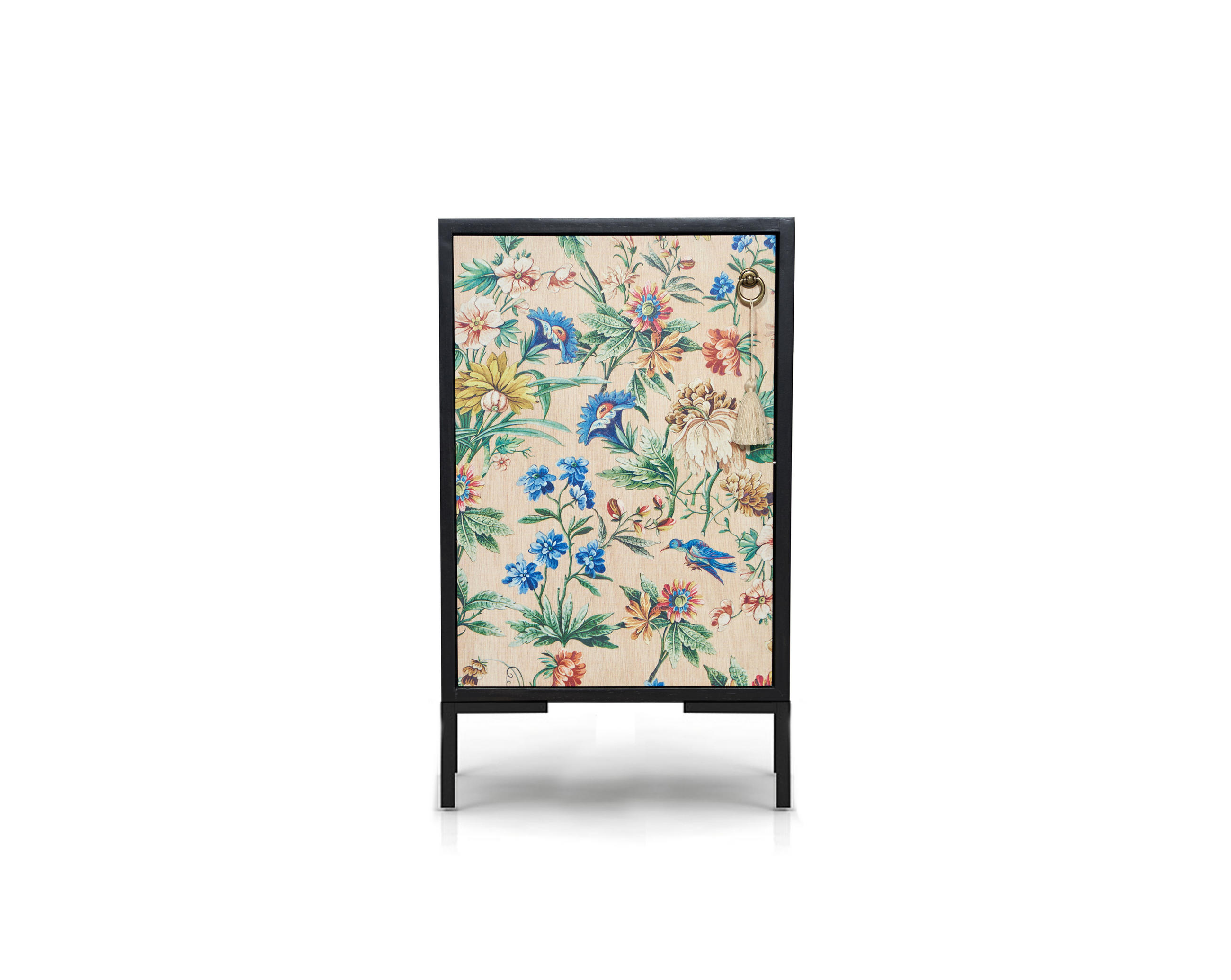 NACHTTISCH aus MDF mit floralem Druck AMAZONIA - Multicolor/Schwarz, Holzwerkstoff (30/65/40cm) - RNT By Really Nice Things