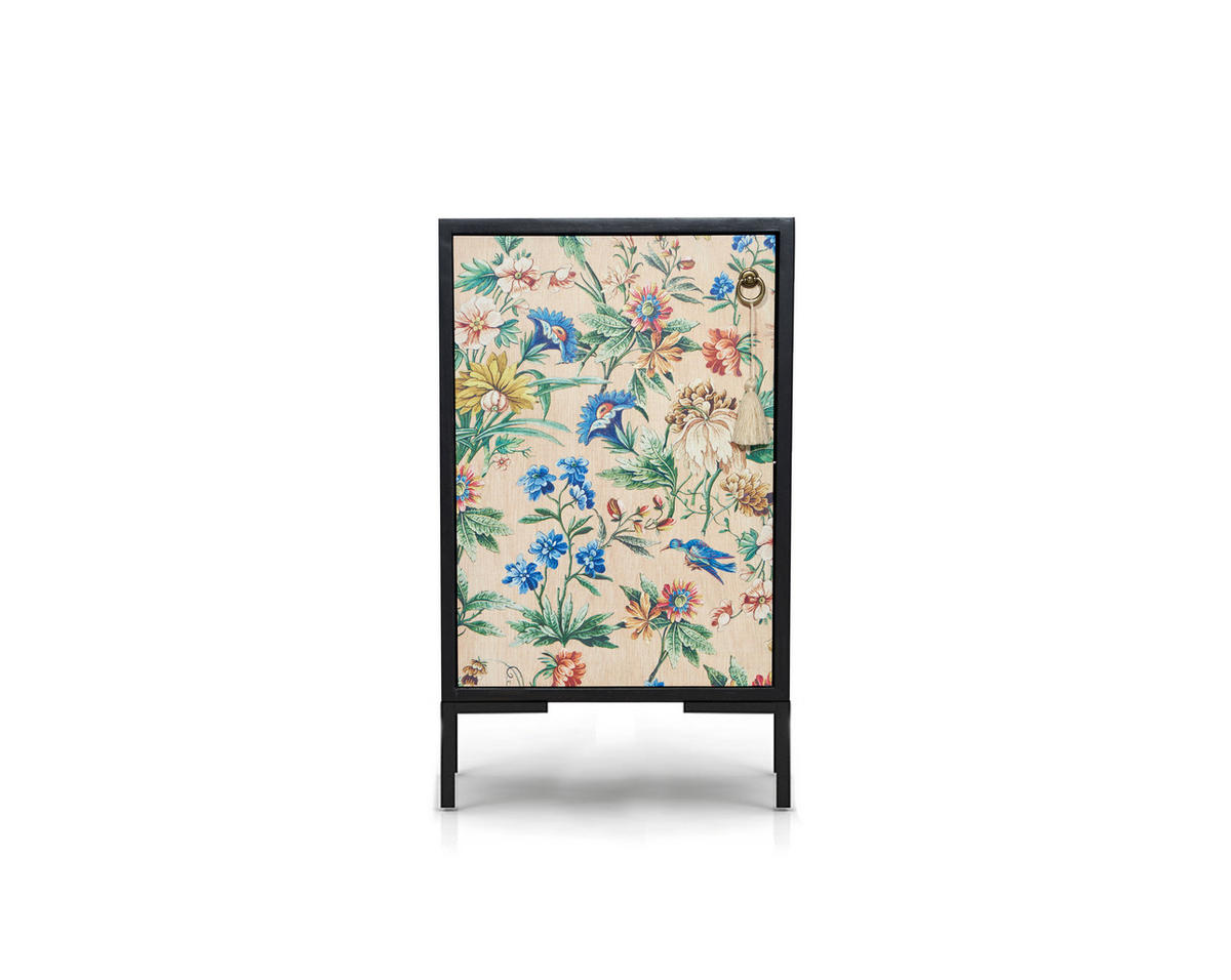 NACHTTISCH aus MDF mit floralem Druck AMAZONIA - Multicolor/Schwarz, Holzwerkstoff (30/65/40cm) - RNT By Really Nice Things