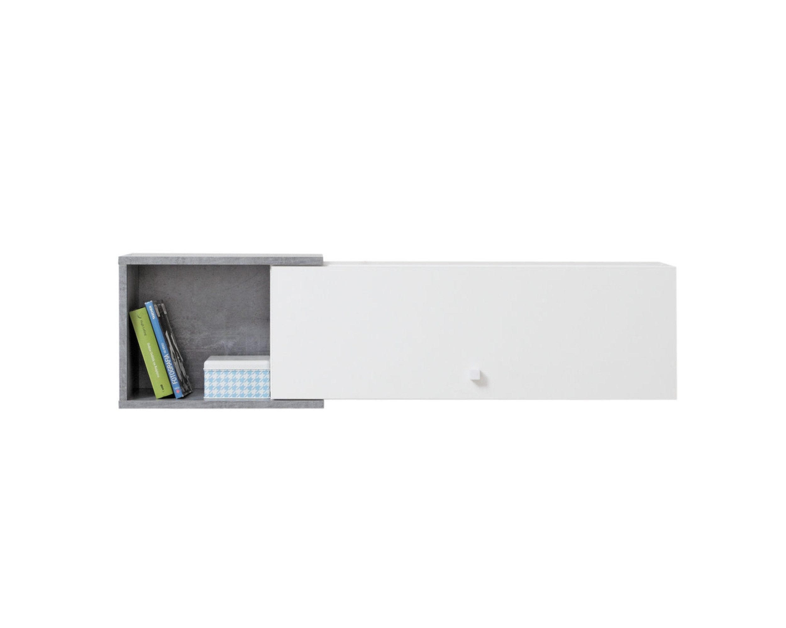 Deine Möbel 24 KINDER-WANDREGAL Weiß, Grau 110cm × 25cm × 30cm
