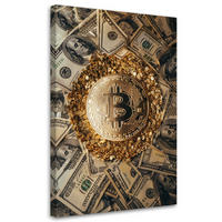 WANDBILD krypto bitcoin - Goldfarben, Textil (40/60cm) - Feeby