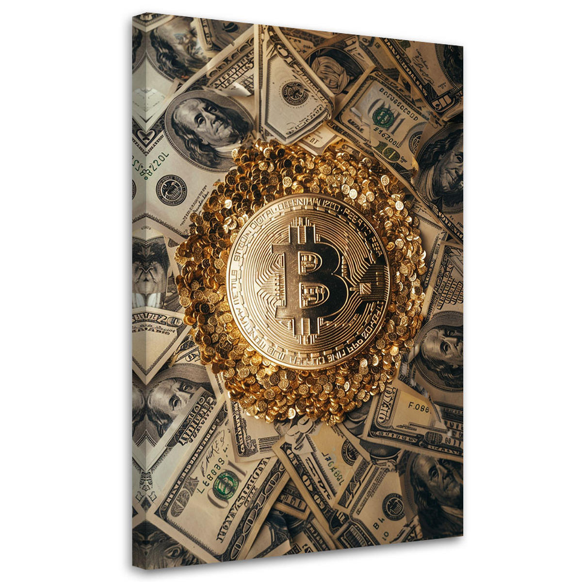 WANDBILD krypto bitcoin - Goldfarben, Textil (40/60cm) - Feeby