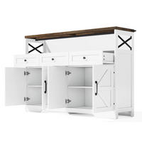 SIDEBOARD 140/35/95 cm Braun + Weiß mit 3 Schubladen, Türen und Einlegeböden - Weiß, Holz (140/95/35cm) - Oxeza