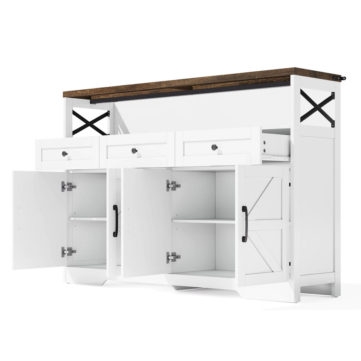 SIDEBOARD 140/35/95 cm braun/weiß aus MDF mit 3 Schubladen - Braun, Holzwerkstoff (140/95/35cm) - OKWISH