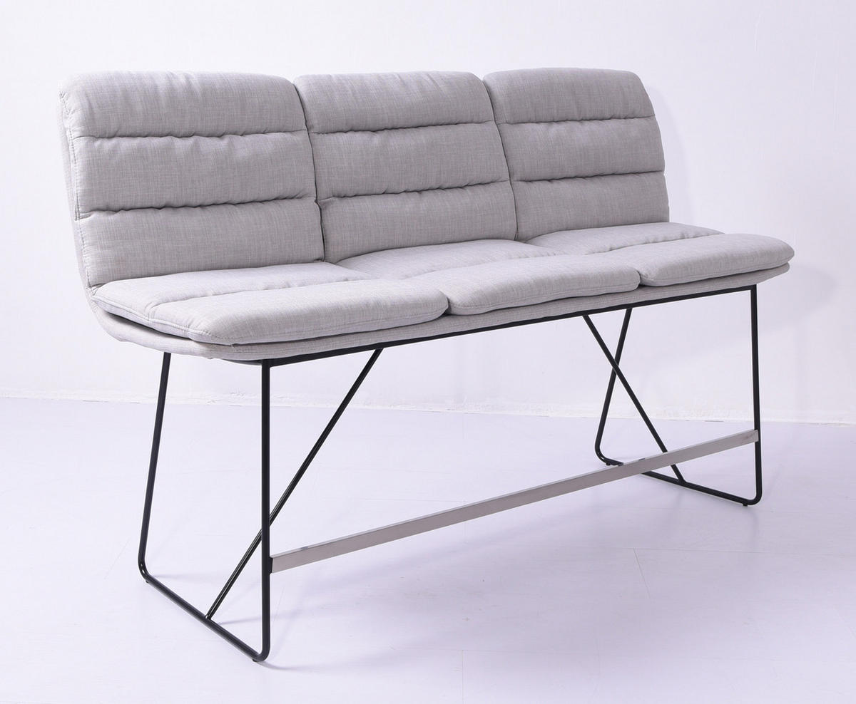 THEKENBANK VINCE Hellgrau Webstoff - Hellgrau, Textil (180/110/56cm) - KAWOLA