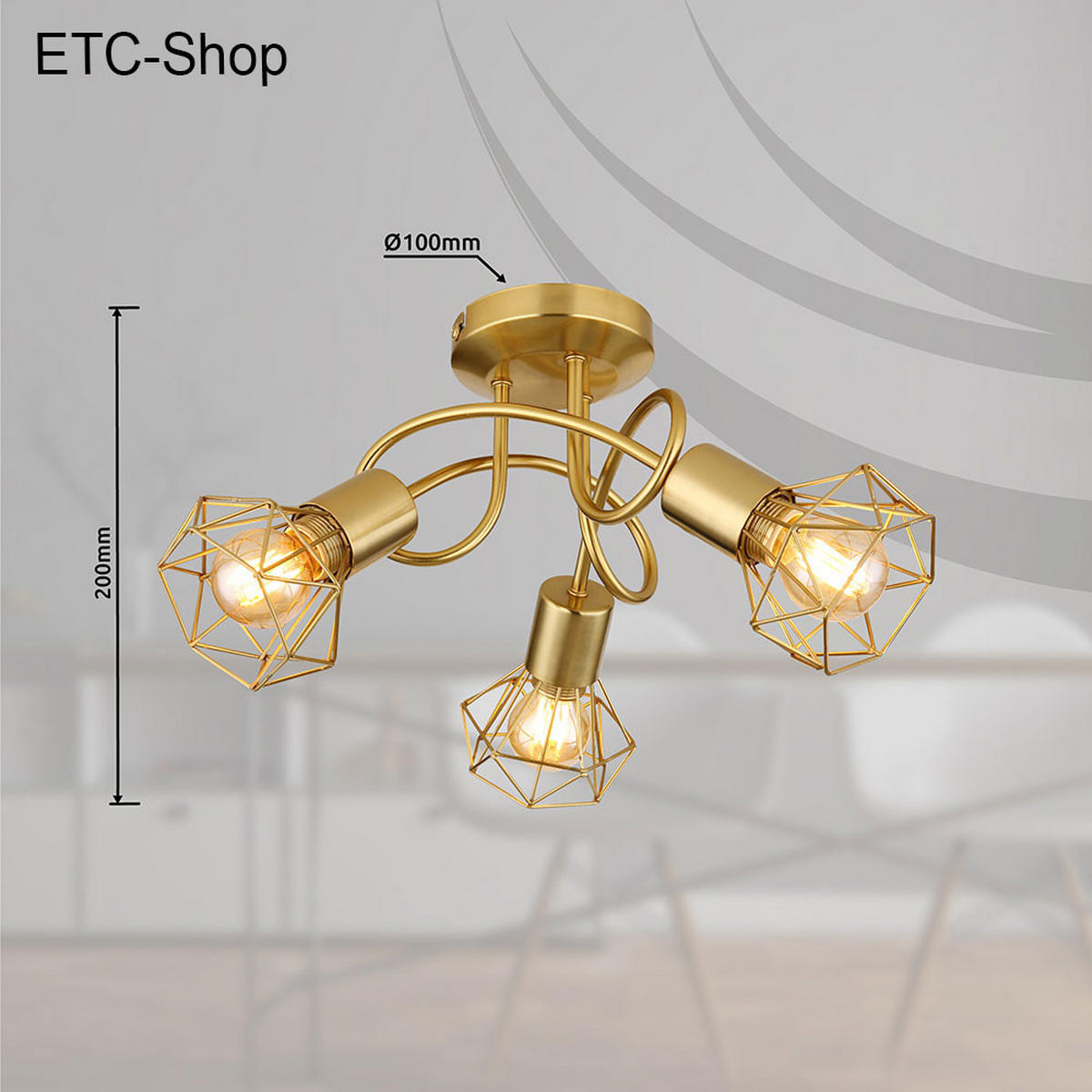 DECKENLEUCHTE XARA Gold Gitter - Goldfarben, Metall (36/36/20cm) - Globo Lighting