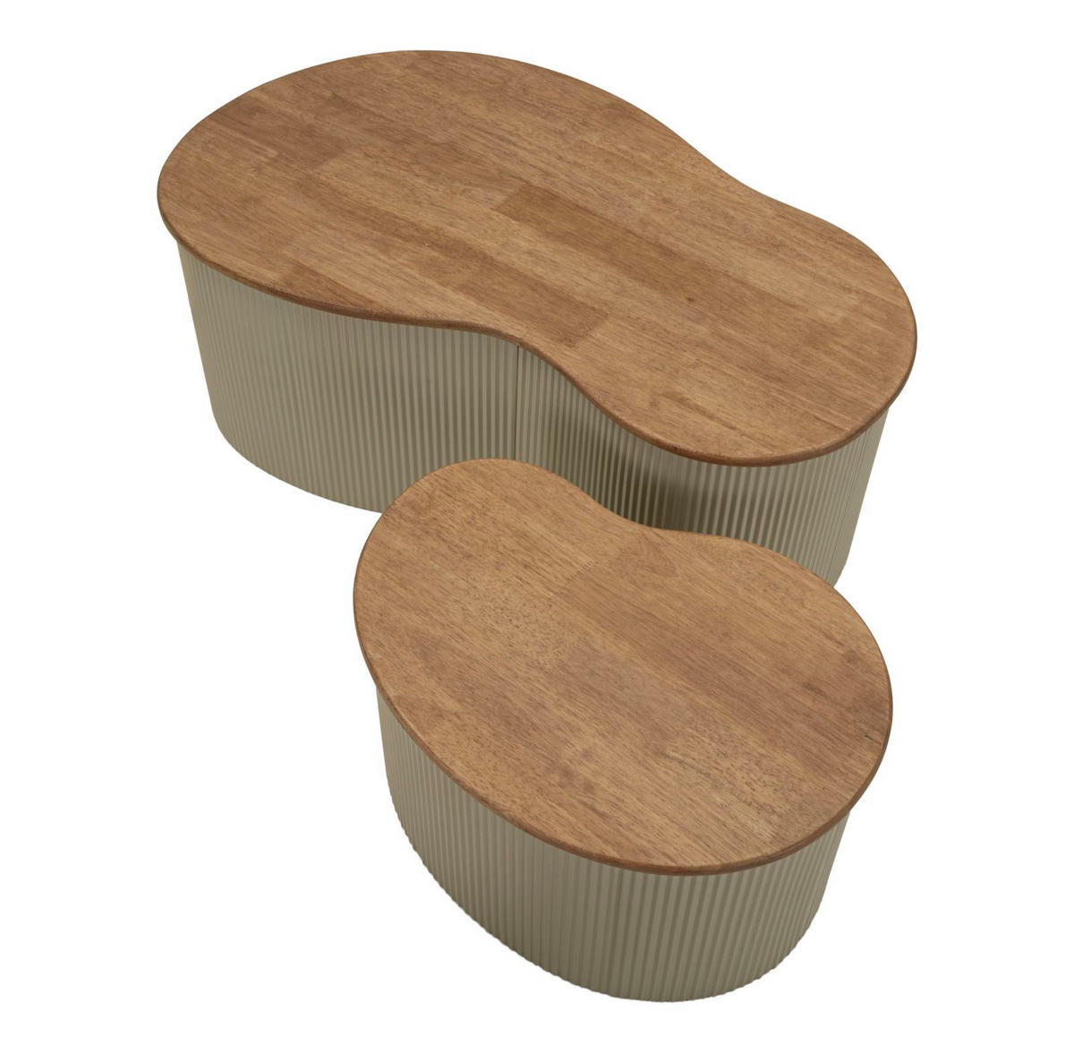 COUCHTISCHE IM 2ER-SET Frankfurt, weiß und braun, Kautschukholz und Metall, Höhen 32 und 28 cm - Weiß/Braun, Holz/Metall (53/87/32cm) - Mauro Ferretti