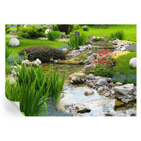 FOTOTAPETE 208x146 cm - Idyllischer Garten - Grün, Textil (208/146cm) - Wallfluent