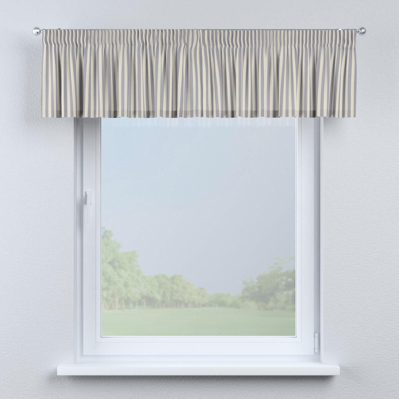 KURZGARDINE Quadro mit Kräuselband, dunkelblau und ecru, 260x40 cm - Blau/Beige, Textil (260/40cm) - Dekoria