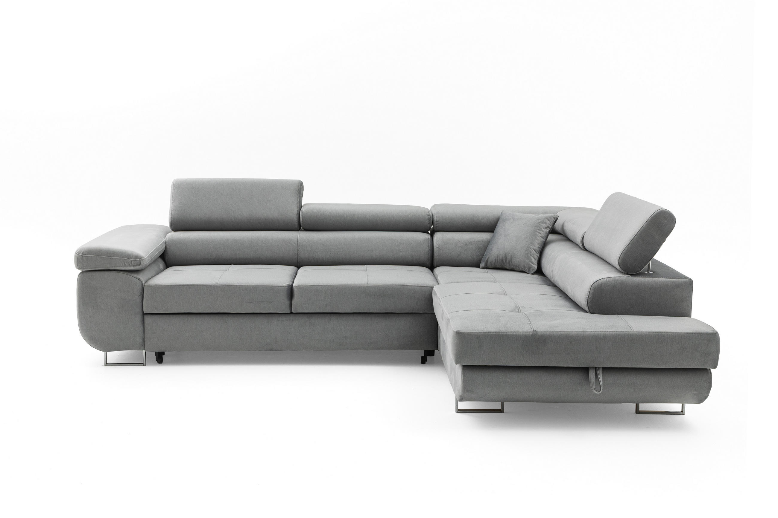 ECKSOFA WILD L Links Grau - Chromfarben/Grau, Holz/Textil (203/274cm) - Muffo