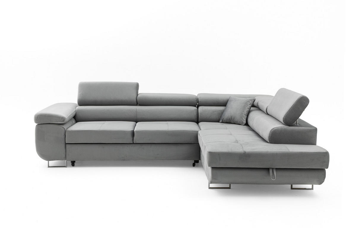ECKSOFA WILD L Rechts Grau - Chromfarben/Grau, Holz/Textil (274/203cm) - Muffo