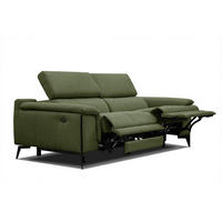 RELAXSOFA MATERA 3-Sitzer mit 2 Relaxfunktionen, olivgrün - Schwarz/Olivgrün, Holzwerkstoff/Textil (212/82/103cm) - Courtois Laville