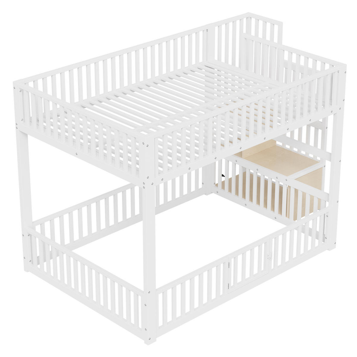 ETAGENBETT 140/200 cm Weiß mit LED und Stauraumleiter - Weiß, Metall (140/200cm) - MIVRAY