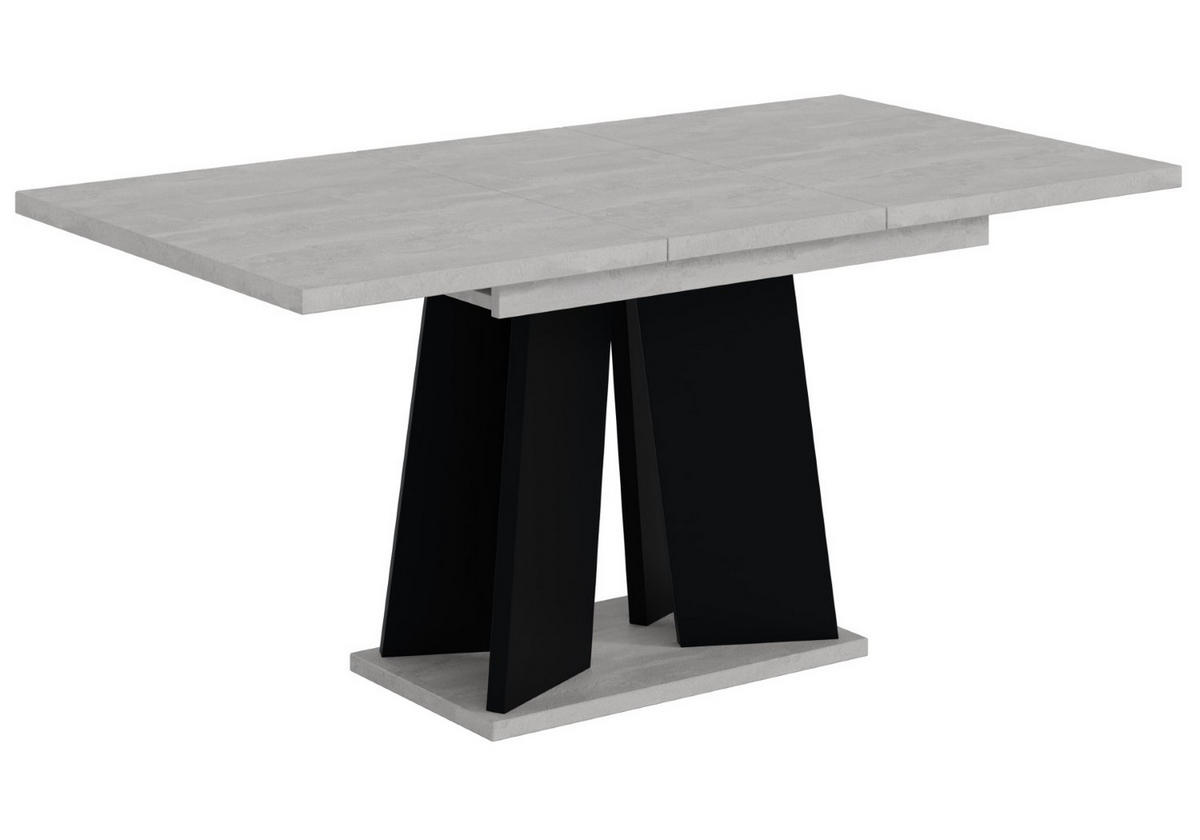 ESSTISCH ausziehbar 120 -160x90x75 cm - Betonoptik K350/Schwarz - UFOM - Schwarz, Holzwerkstoff (120/90/75cm) - ALTDECOR