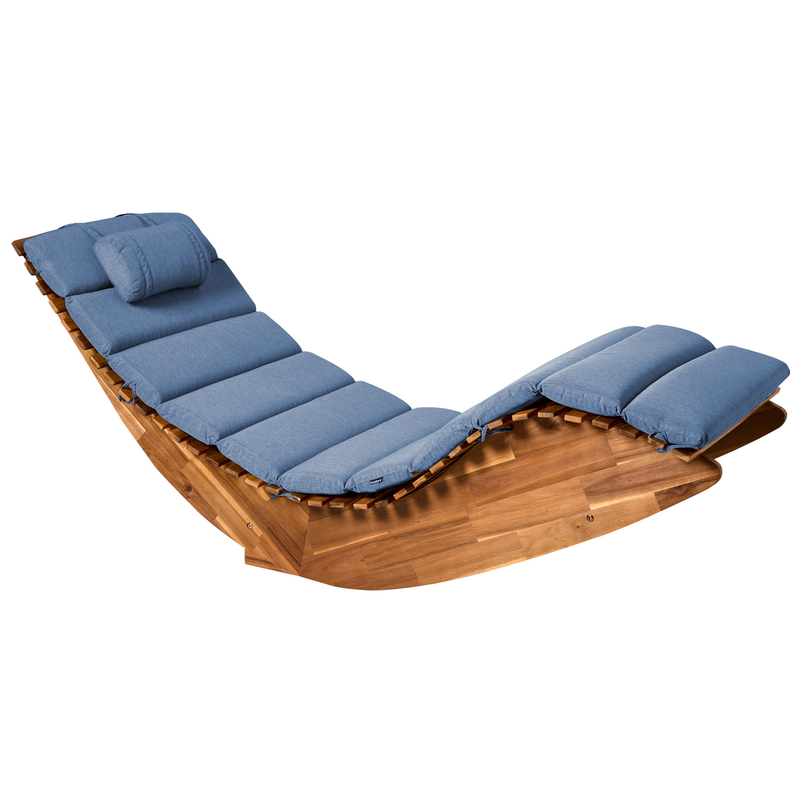 SONNENLIEGE mit Kissen Blau Brescia Premium - Braun, Holz (60/90/176cm)