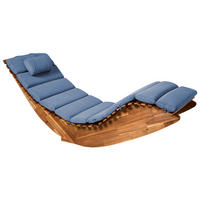 SONNENLIEGE mit Kissen Blau Brescia Premium - Braun, Holz (60/90/176cm)