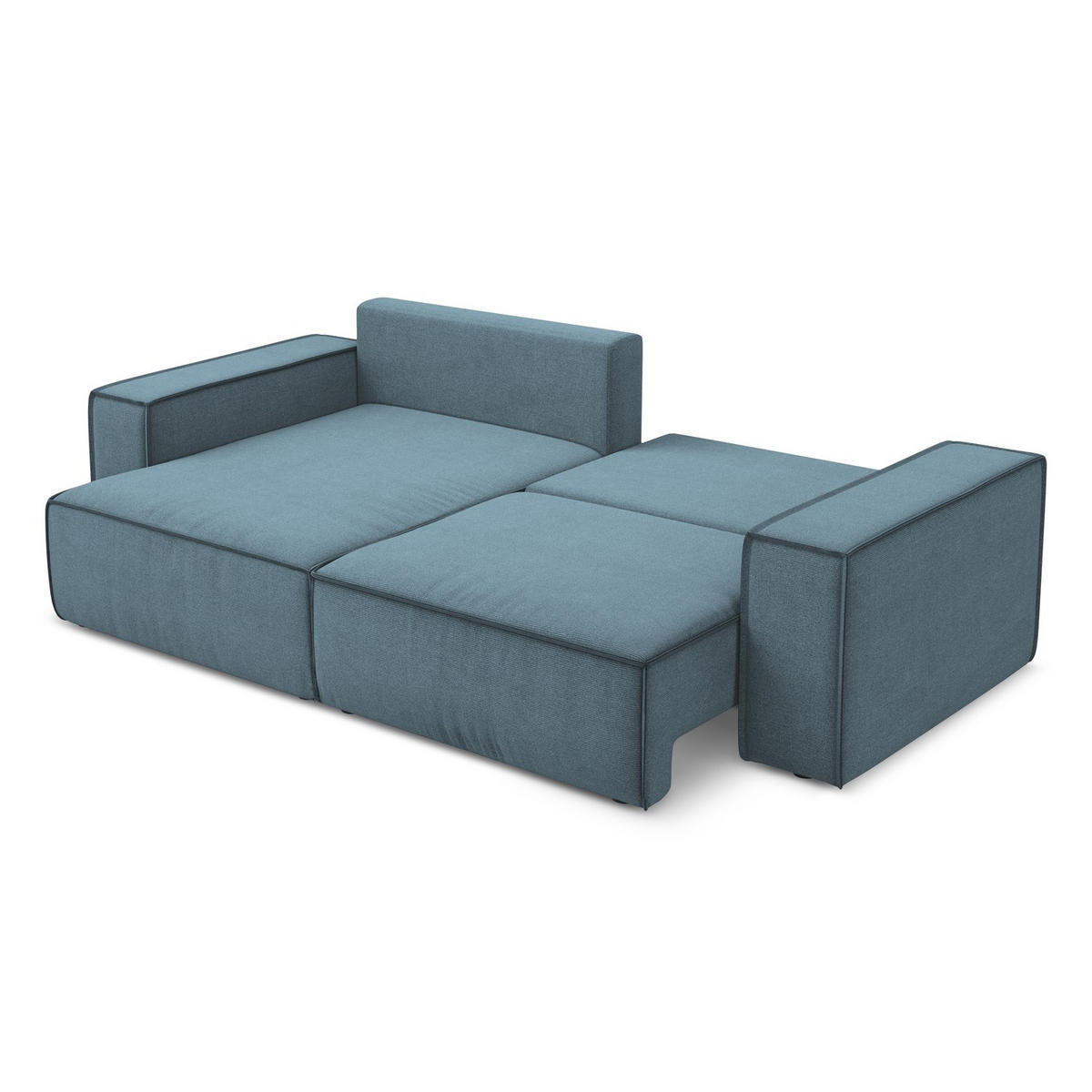 ECKSOFA mit Schlaffunktion Strukturstoff Stoff Blau - Blau/Schwarz, Kunststoff/Textil (148/257cm) - LaMiaSofa