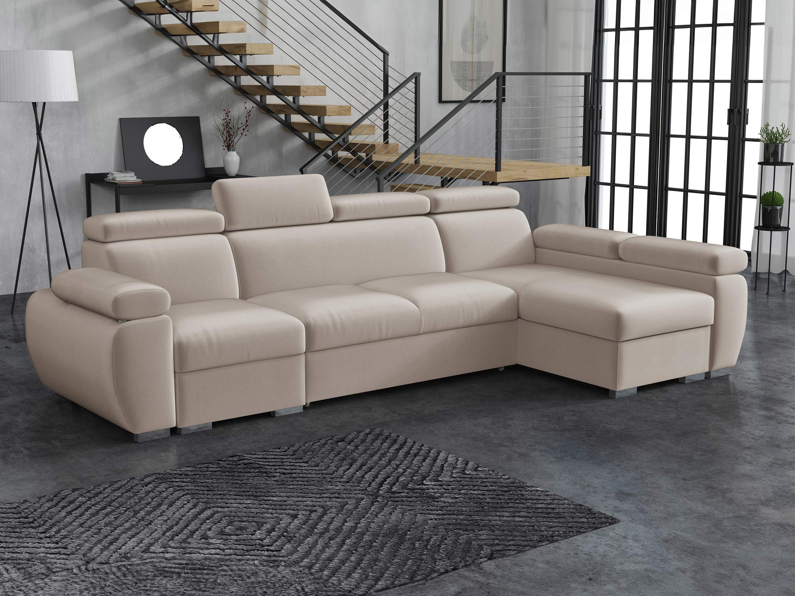 ECKSOFA Boston LCP, Seite: Rechts 1P(65)+2R+LCP - Silberfarben/Naturfarben, Holz/Textil (320/170cm) - MIRJAN24