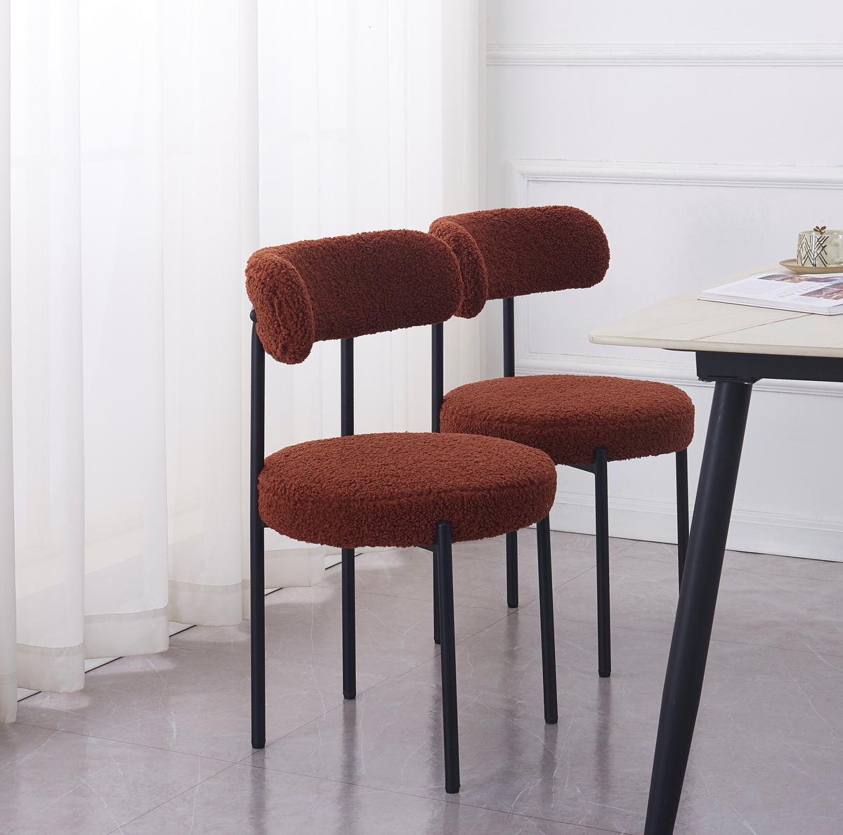 STUHL 2er-Set Wolle Terrakotta - Terra cotta, Textil (47/79/48cm) - Nordlys