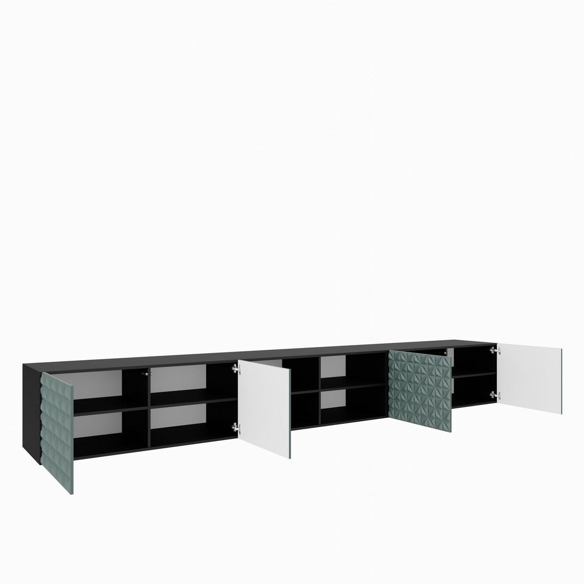 LOWBOARD ROVA 300/41/40 cm, Hängender TV-Schrank Schwarz / Grün - Schwarz/Grün, Holzwerkstoff (300/41/40cm) - MASSENO