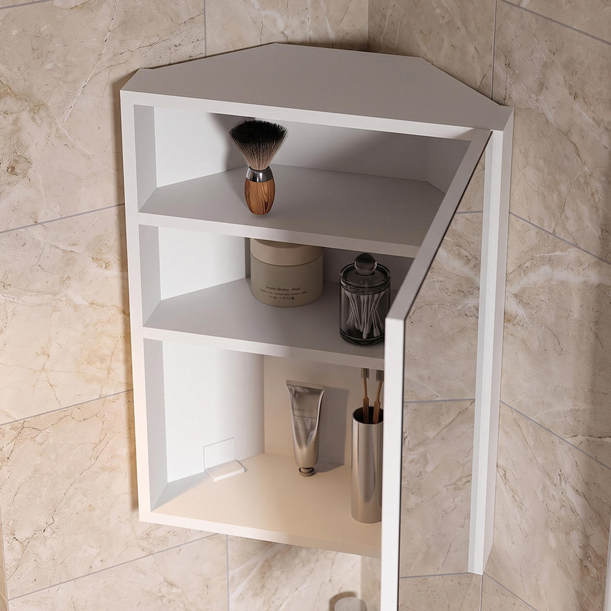 ECKSPIEGELSCHRANK Anka, Weiß, 45 x 60.2 cm - Weiß, Holzwerkstoff (45/60.2/21cm) - Vicco