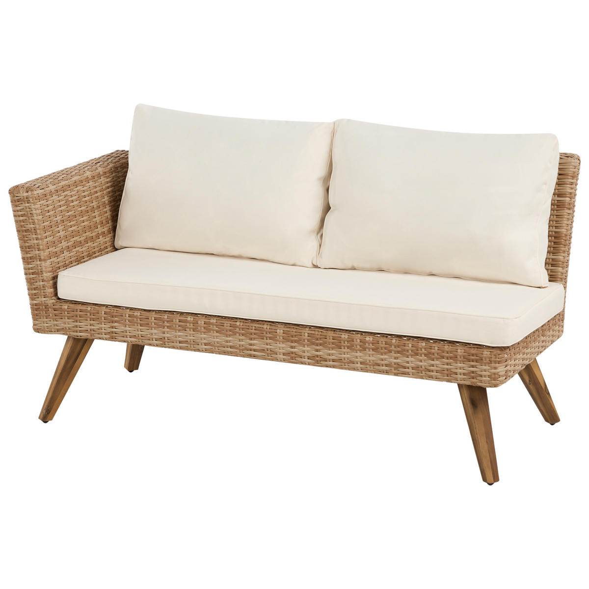 GARTEN-ECKSOFA mit Tisch 6-Sitzer Polyrattan Cremeweiß Vittoria - Beige/Creme, Kunststoff - Beliani