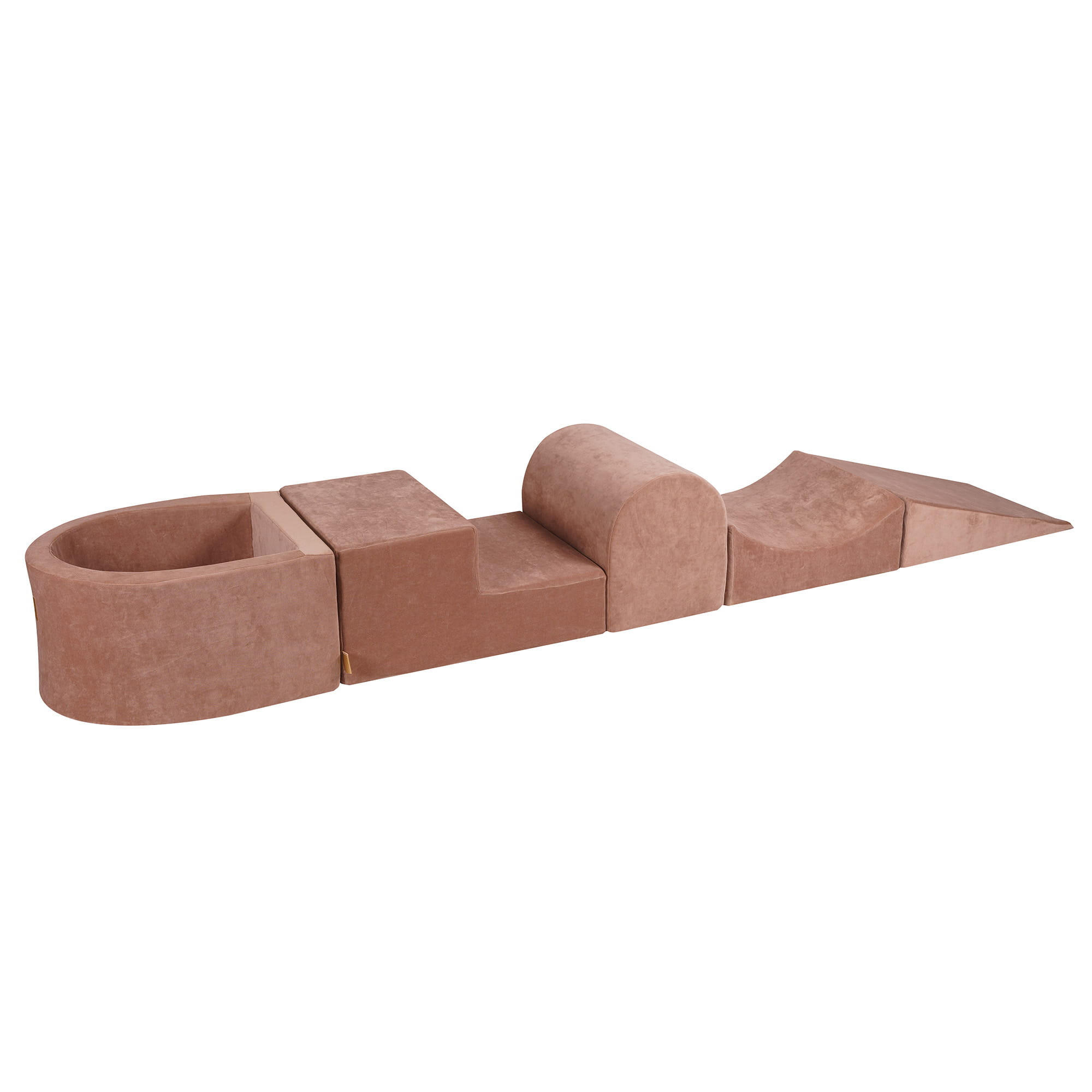 BÄLLEBAD klein mit Schaumstoff Bausteinen für Kinder, Samt, Beige - Beige, Textil (250/45/30cm) - MeowBaby