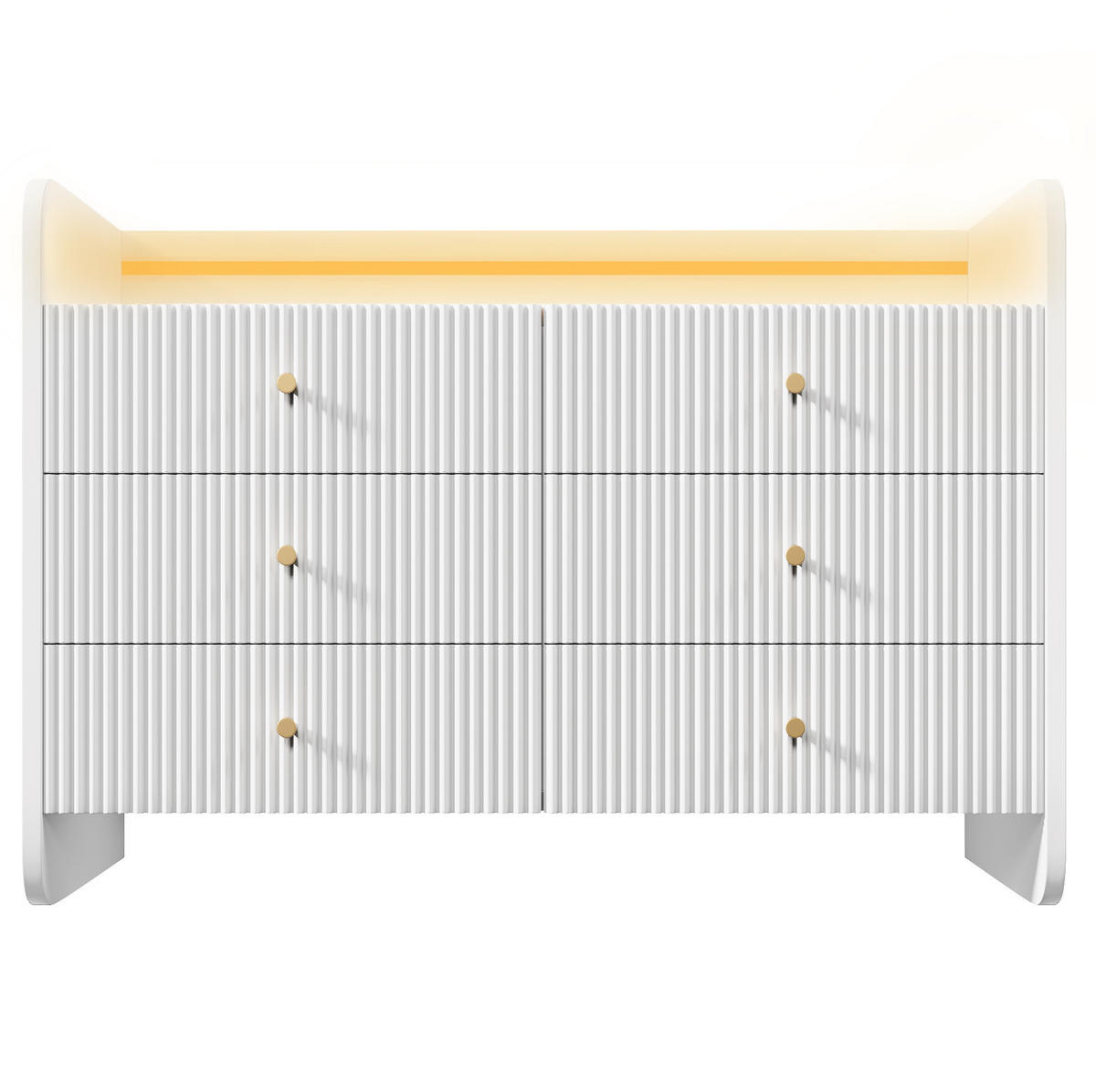 SIDEBOARD 120/40/75 cm Weiß aus Metall und Spanplatte mit LED-Beleuchtung - Weiß, Holzwerkstoff (40/75/120cm) - OKMYHOME