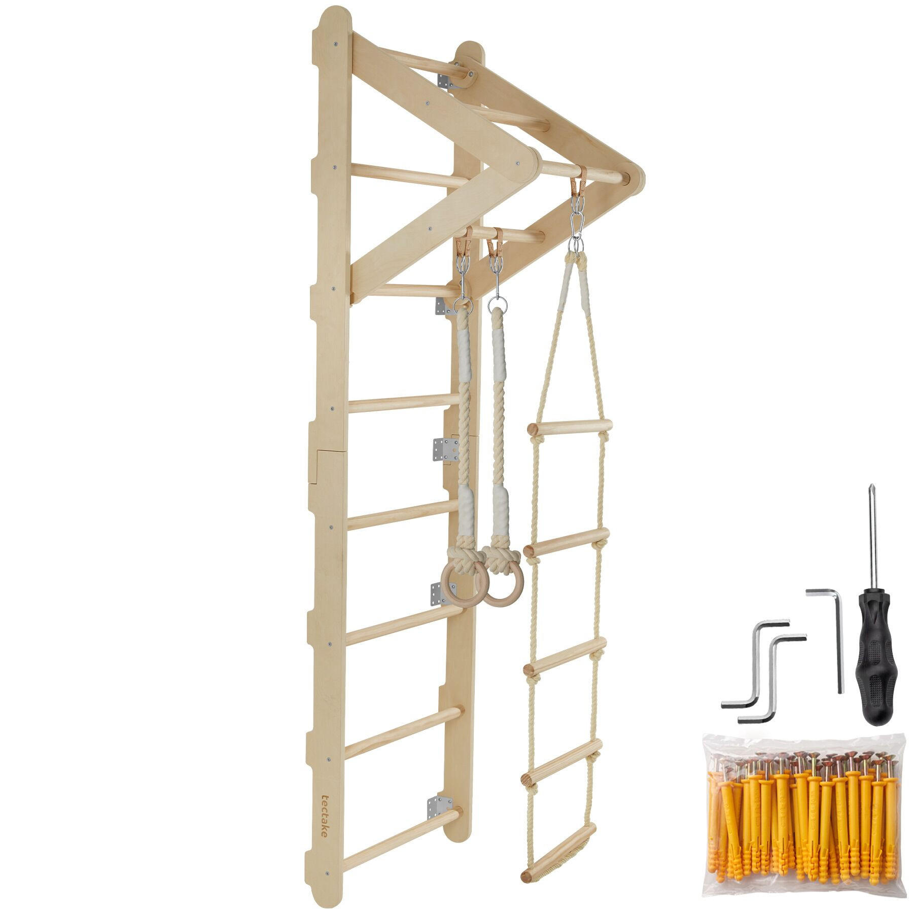 SPROSSENWAND Matterhorn, indoor, für Kinder ab 3 Jahren, hellbraun - Hellbraun, Holz (62/210/58cm) - tectake