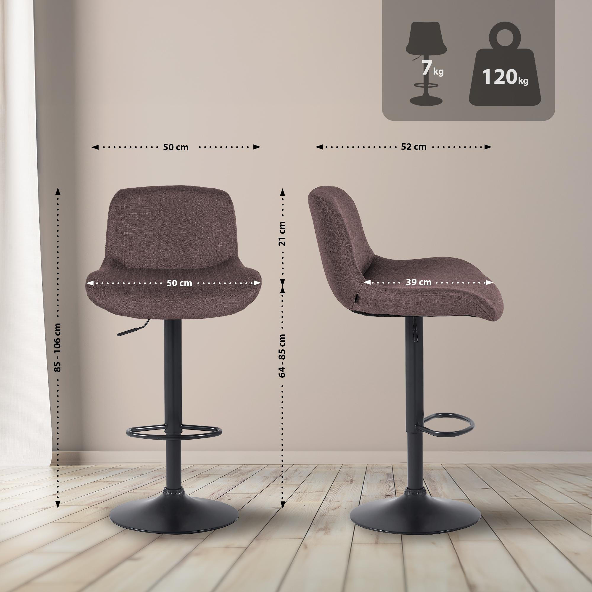 Thumbnail - CLP Barhocker, Dunkelbraun, Textil, 50x85x50 cm, Esszimmer, Barmöbel, Barhocker