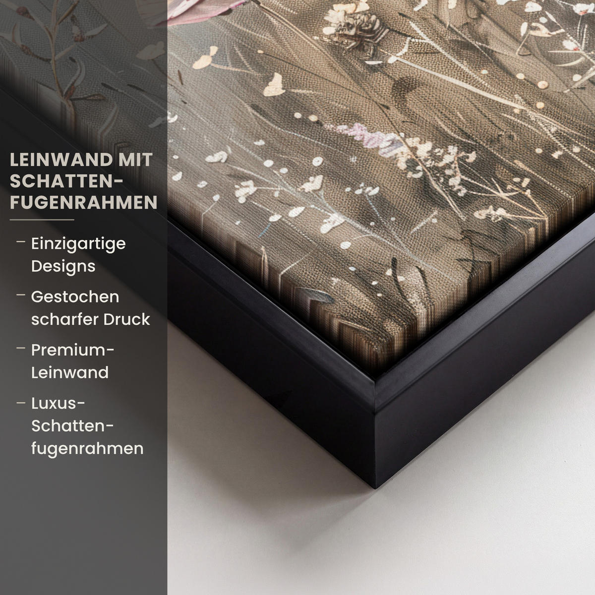 LEINWAND Bilder mit Rahmen - Blumen - Rosa - Modern - Beige - 20x30 - Beige, Textil (20/30cm) - MuchoWow
