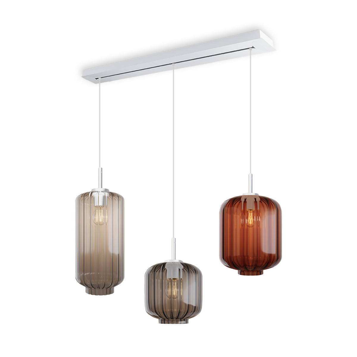 HÄNGELEUCHTE Velo 3-flammig Mehrfarbig Ø 18/20/25cm - Multicolor/Weiß, Glas (25/25/27cm) - s.luce