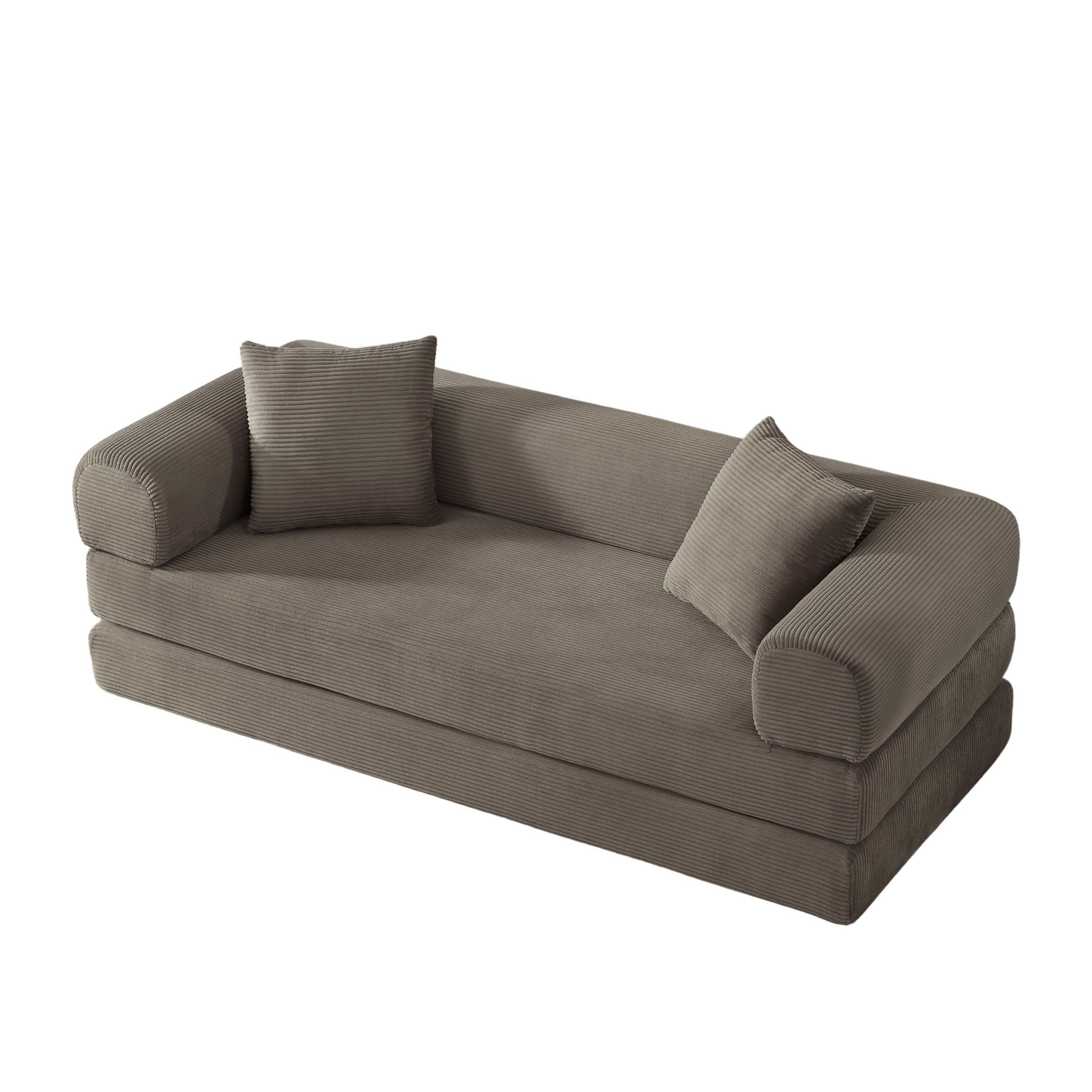 SCHLAFSOFA DE-34902 Tatami-Stil mit Bettfunktion Taupe - Taupe, Textil (89/59/195cm) - ComfortXL
