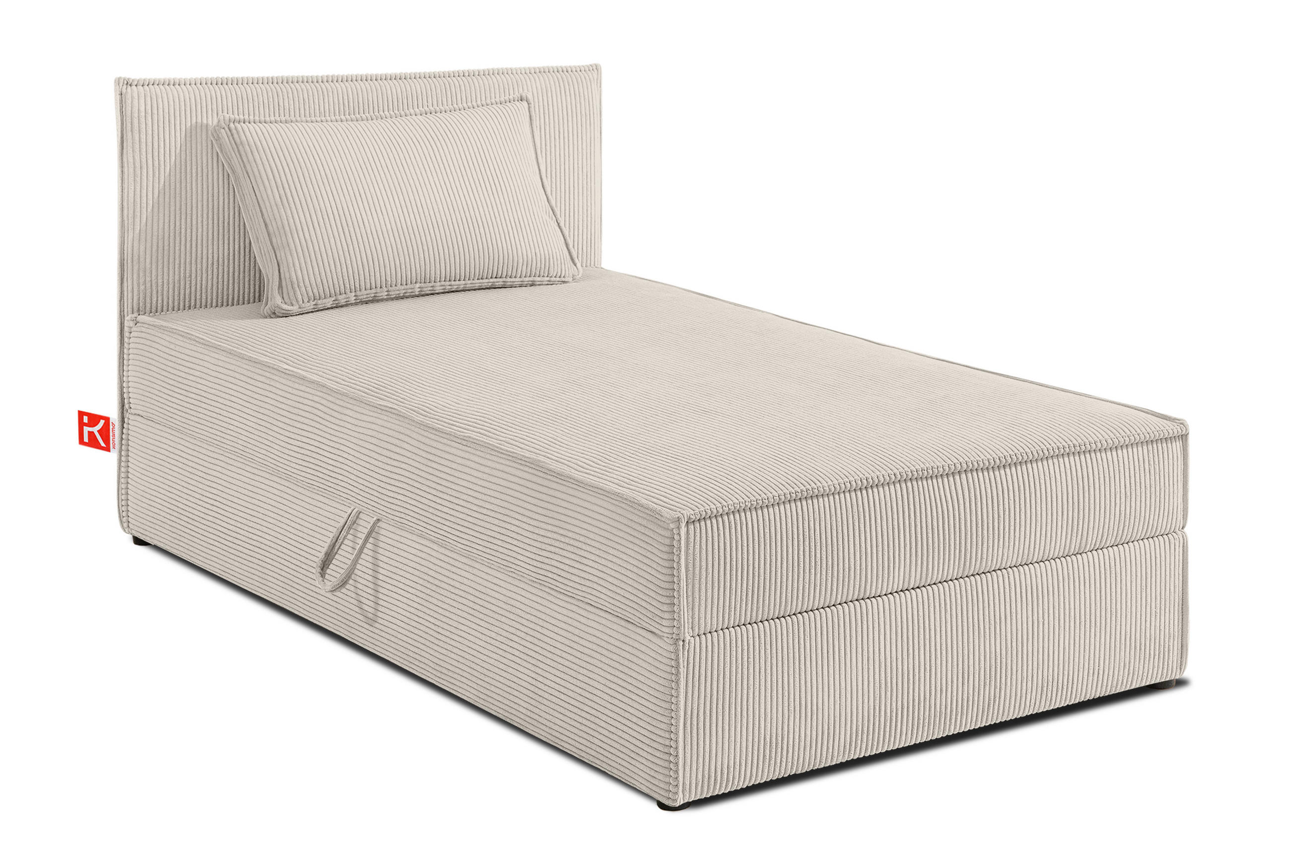 BOXSPRINGBETT ROTI Einzelbett, cremefarben - Creme/Schwarz, Holz/Holzwerkstoff (90/200cm) - KONSIMO®