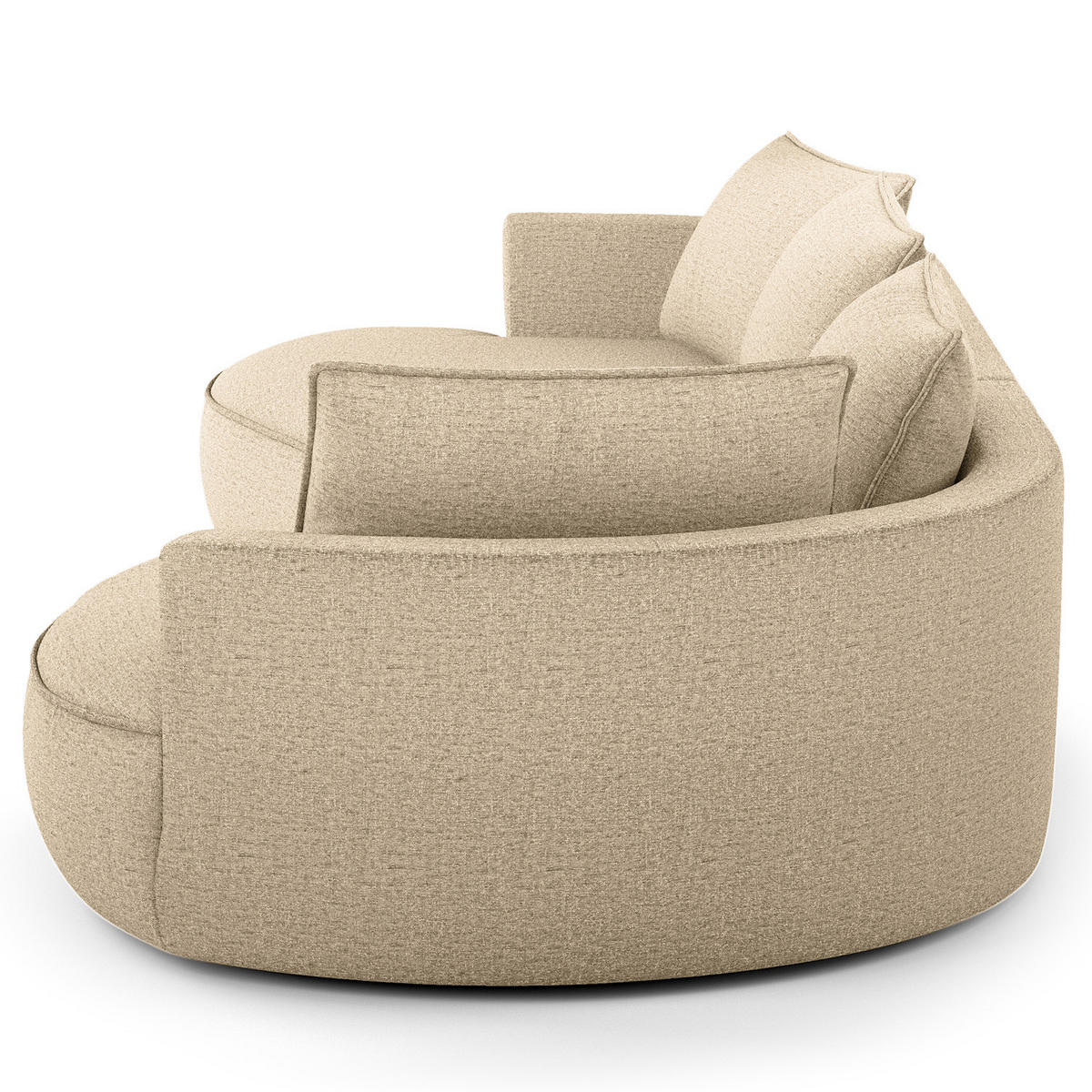 BIGSOFA - Taupe/Schwarz, Kunststoff/Textil (322/82/154cm) - home24